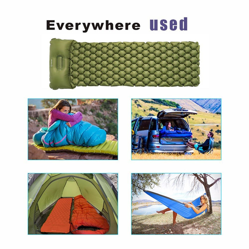 HOMFUL Outdoor Isomatte Camping Pad mit Kissen Luftmatratze Aufblasbares Kissen Schlafmatte Schnelle Füllung Feuchtigkeitsfest