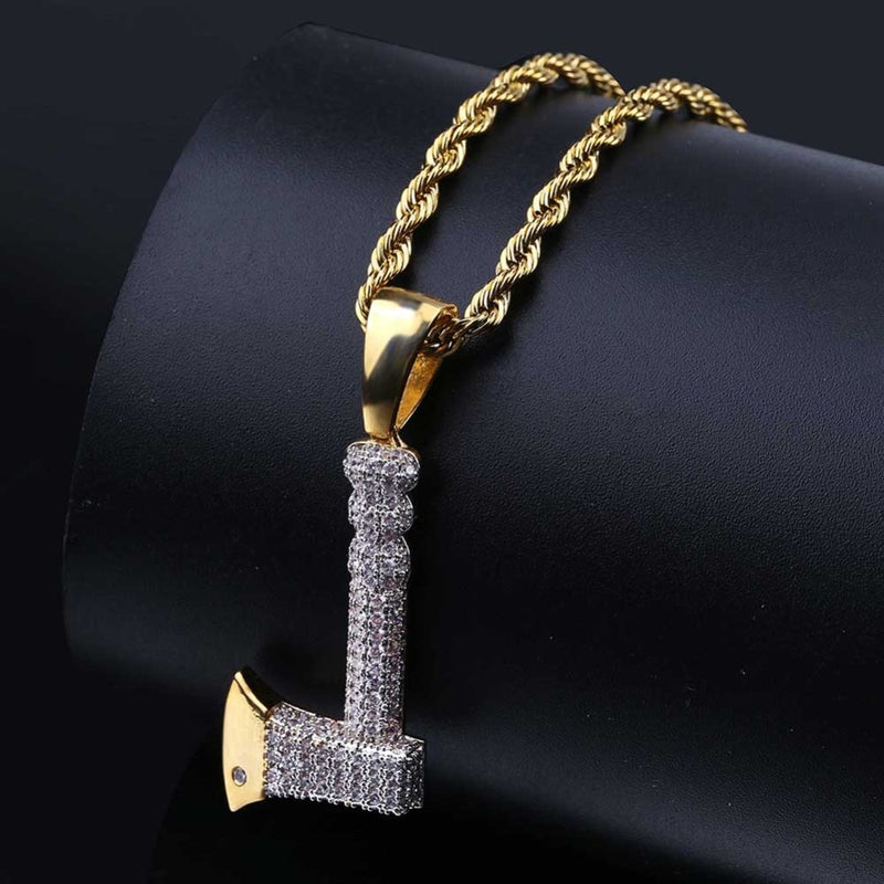 TOPGRILLZ, joyería de Hip Hop, collar de hacha y colgante, cobre, Color dorado, plateado, Micro pavé, circonita cúbica, abalorio para hombres, regalos