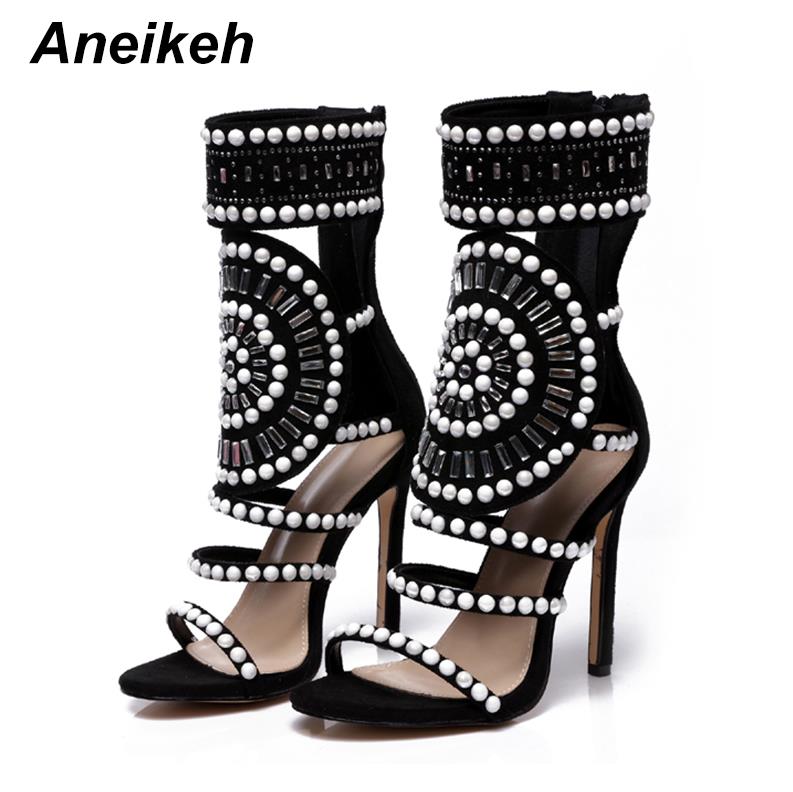 Sandalias de tacón alto con diseño de diamantes de imitación y punta abierta a la moda para mujer