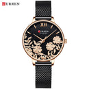 CURREN Damenuhren Top-Marke Luxus Edelstahlarmband Armbanduhr für Damen Rose Uhr Stilvolle Quarz Damenuhr