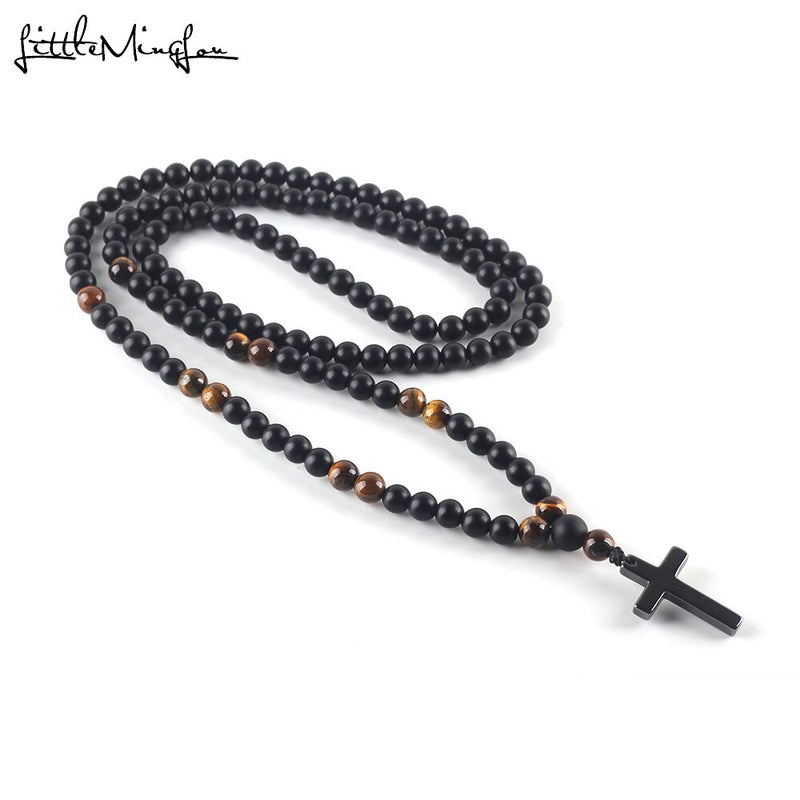 2019 Luxury Tiger eye natural stone Beads Long Necklace Men&