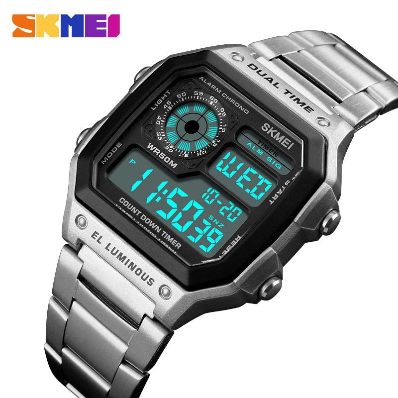 SKMEI 1335 Digital Watches For Mens 2 Time Chrono Men Wristwatches Fashion Sport Male Watch Clock Retro reloj hombre
