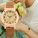 Reloj de madera de arce para mujer, relojes de aguja luminosa para mujer, reloj de vestir, correa de cuero, reloj de pulsera informal de cuarzo, reloj femenino de lujo