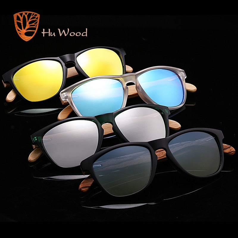 HU WOOD Brand Design Bamboo Sunglasses Sea Gradient Lenses UV400 Driving Shade Mens Sunglasses Eyewear gafas de sol hombr GR8012