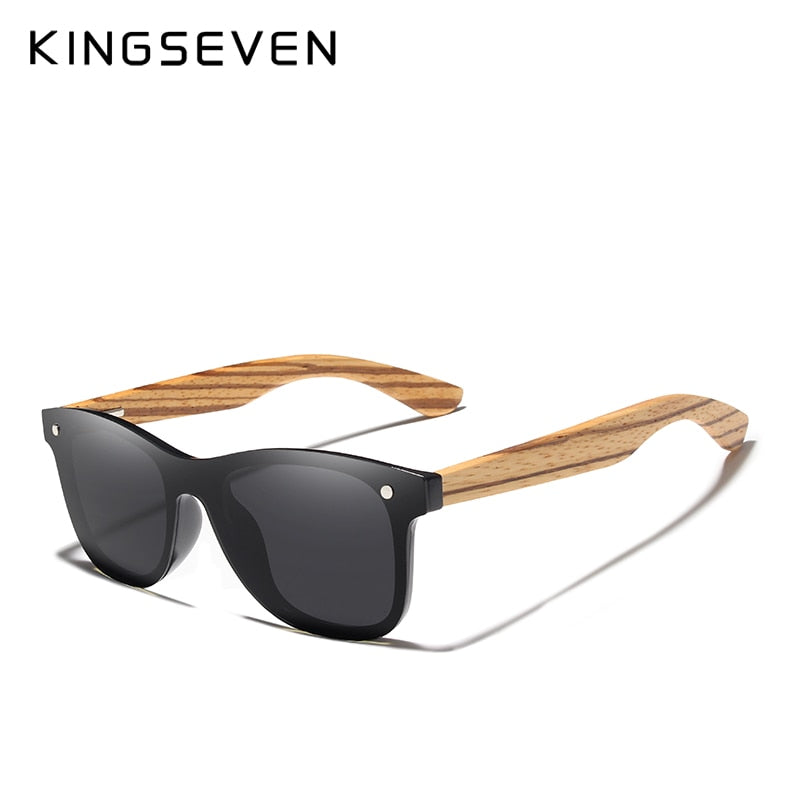 KINGSEVEN Handmade Brand Design Zebra Polarized UV400 Sunglasses Men/Women Mirror Lens Original Wood Eyewear Oculos de sol