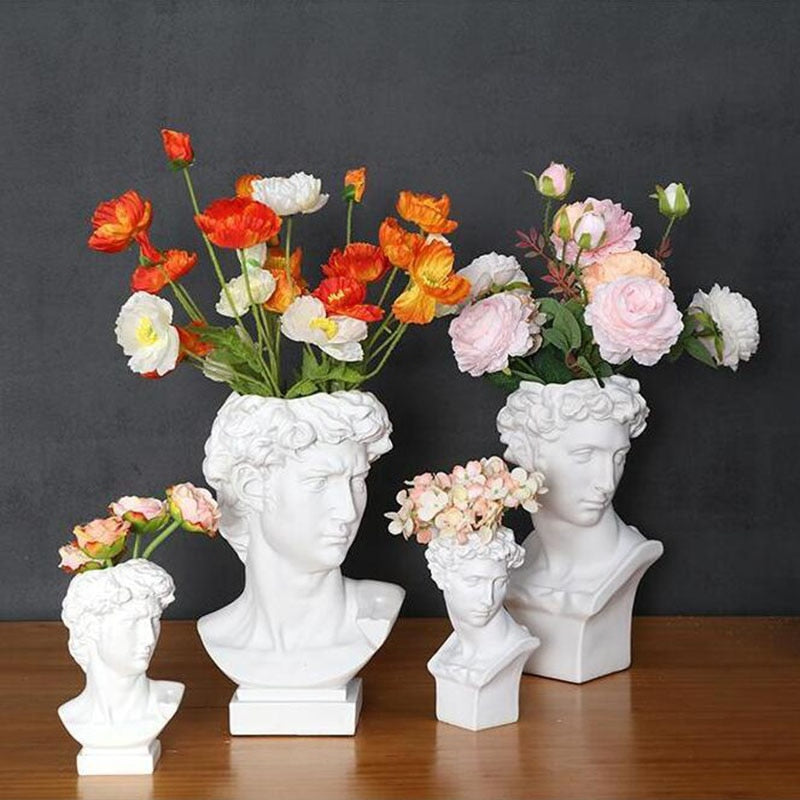 Resin Vase Home Decoration Makeup Brush Storage Box Pen Holder European Style Decoration Head Sculpture Model Wedding