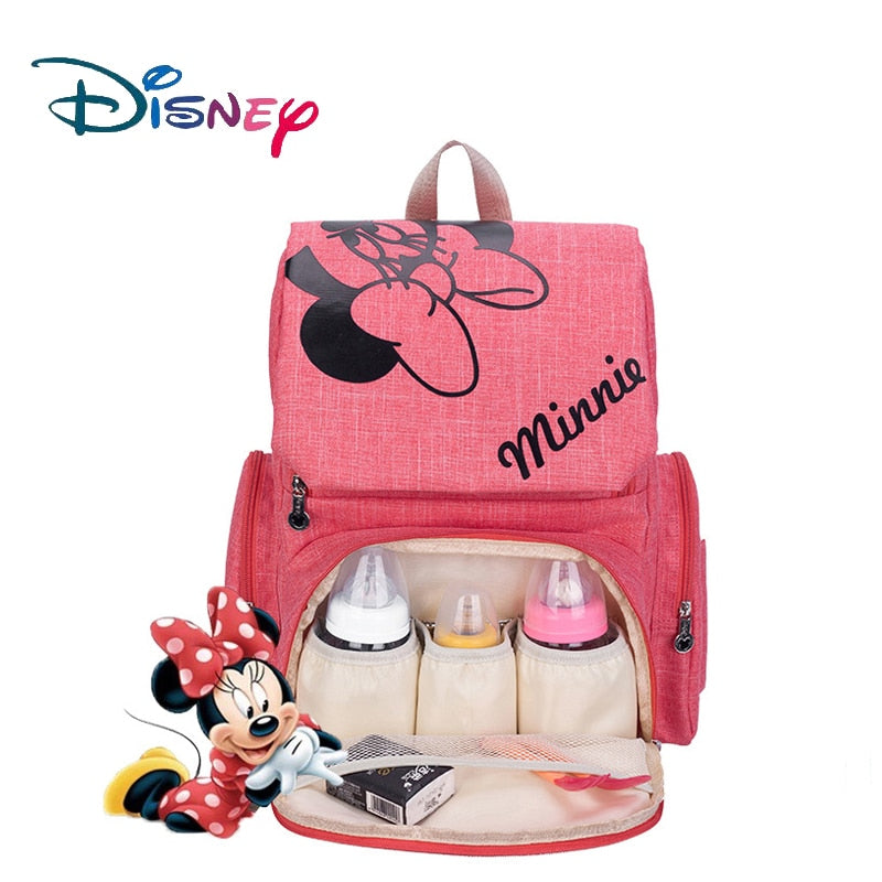 Disney Mama Wickeltasche Mutterschaft Wickeltasche für Babypflege Reiserucksack Designer Mickey Minnie Pink und Grau Handtaschen