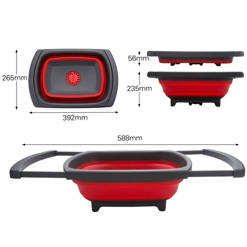 Faltbares Sieb für Obst und Gemüse Umweltfreundliches faltbares Küchensieb Faltbare Abflusskörbe mit einziehbaren Griffen