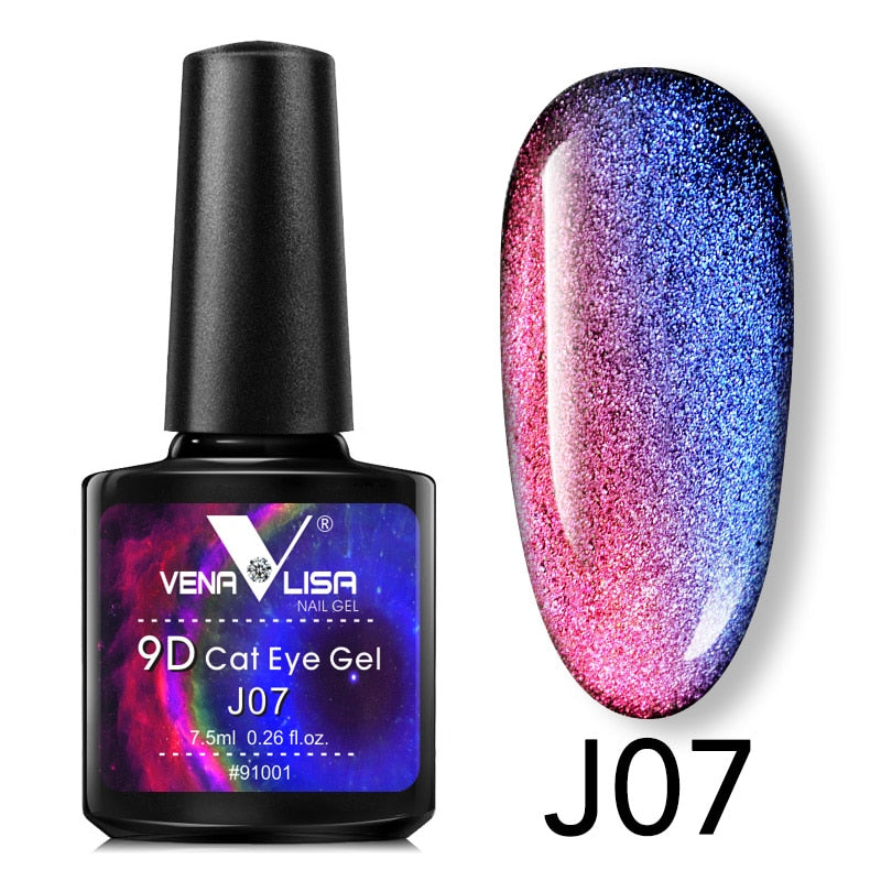Nail Art Design Manicure Venalisa 7.5Ml Soak Off Enamel 9D Cat Eyes Magnetic Gel Polish UV Gel Nail Polish Lacquer Varnish
