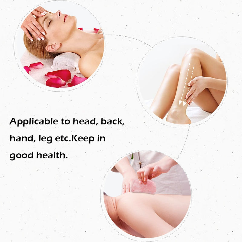 Natural Rose Quartz Jade Gua sha Stone Board Massage Gua Sha Scrapers Board Plate Jade Face Massage Tool For Face Neck Back Body