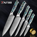 XITUO Damaskus Steel Messerset 1-5 PCS Küchenwerkzeuge Kochmesser Japanische Santokumesser Ausbeinmesser Exquisiter Muschelgriff Neu