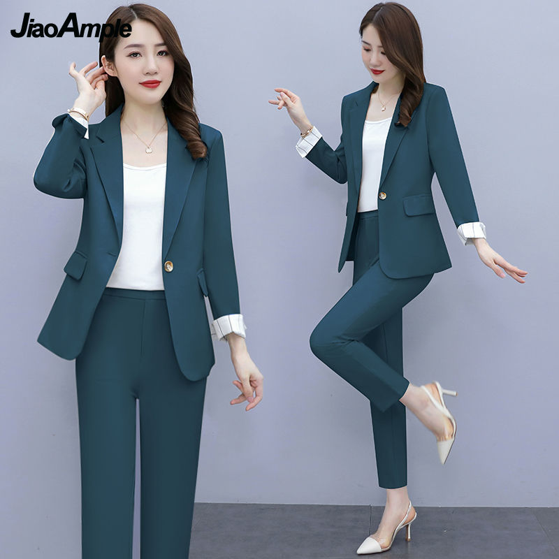 2021 Autumn New Suit Jacket Suspender Pants Three-piece Women&