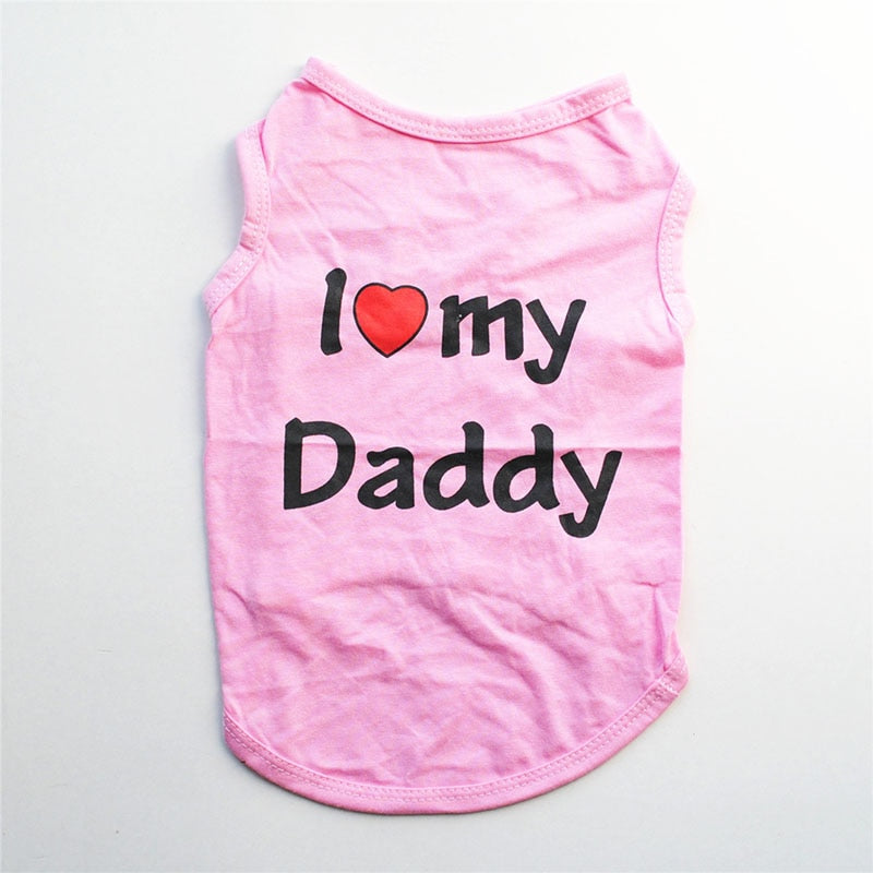 Haustierkleidung Lässige Hündchen-Katzen-Kleidung "I Love Mommy &amp; Daddy"-Druck-Katzen-Weste-T-Shirt 100% Baumwoll-T-Shirt Katzen-Kätzchen-Kleidung
