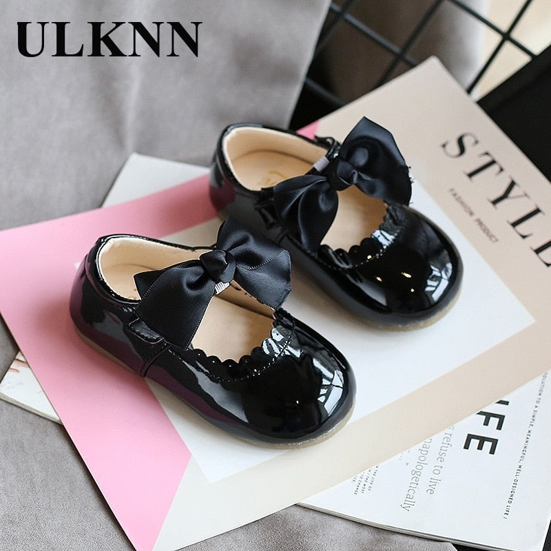 ULKNN Baby Girls Cute Bow Multi-Purpose Shoes 2021 New Korean Version Princess Shoes-Style Leather Dance Shoes