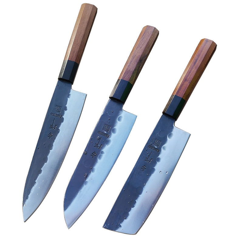 Cuchillos de cocina japoneses FANGZUO, cuchillo de acero inoxidable de alto carbono forjado, cuchillo de cocina afilado Santoku, herramienta para cortar cuchillos de utilidad