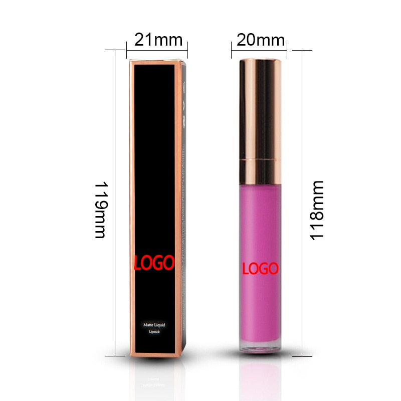 50pcs 30 Colors Waterproof Matte Liquid Lipstick Lip Tint matte Lip Gloss Cosmetic Lipstick Long Lasting lipgloss Custom Logo