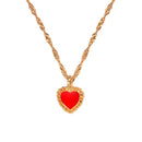 Flatfoosie Fashion Charm Heart-shaped Pendant Necklace For Women Gold Color Twisted Chain Necklace Jewelry Friendship Gifts
