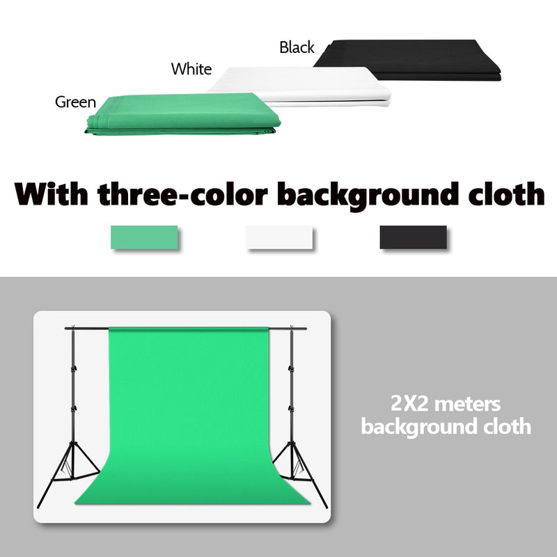 ZUOCHEN Photo Studio Backdrop Chroma Key Black White Green Screen Background Stand Kit With 2M Studio Backdrop Support Kit