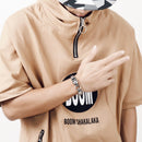 Kalen Gothic Halloween 23cm Chunky Mesh Kettenarmband für Männer Punk Totenkopf Bettelarmband Edelstahl Skelett Zubehör J