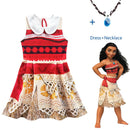 2020 Prinzessin Moana Cosplay Kostüm für Kinder Vaiana Kleid Kostüm mit Halskette für Halloween Kostüme für Kinder Mädchen Geschenke