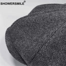 SHOWERSMILE marca lana Newsboy gorras hombres gris espiga gorras planas mujeres café británico Gatsby gorra Otoño Invierno sombreros de lana