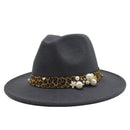 Winter-Fedoras aus Wolle für Frauen mit breiter Krempe, Filzhut, Damen, Tweed, Armeegrün, Jazz-Kappe, weiblicher Leopard, Winter, eleganter Pork Pie-Hut