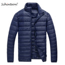 Schinteon Herren Ultra Light White Duck Daunenjacke Dünn Stehkragen Einfarbig Einfach Herbst Outwear