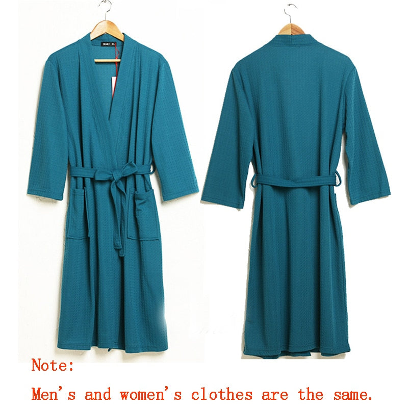 Women Summer 2021 Long Soft  Bath Robe Pajamas Kimono Solid Waffle Bathrobe With Sashes Dressing Gown Sleepwear Female Homewear