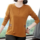 Shintimes Patchwork T-Shirt Frauen Langarm Top Baumwolle T-Shirt Lässige T-Shirts 2022 Frühling Herbst Frau Kleidung T-Shirt Femme