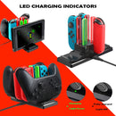 Accesorios portátiles para Nintendo Switch, cargador, interruptor de acoplamiento, estación Joycon, adaptador de CA, compatible con 4 cargadores Joy-con