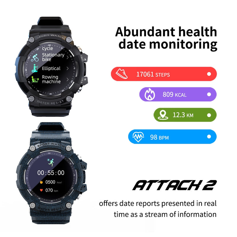 Reloj inteligente LOKMAT ATTACK 2, rastreador de actividad física, pantalla completamente táctil, Monitor de ritmo cardíaco global, reloj inteligente deportivo para hombres para Android ios