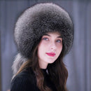Winter Real Fox Fur Hats For Women Winter Stylish Russian Thick Warm Beanie woman Hat Natural Fluffy Fur Caps With Tail