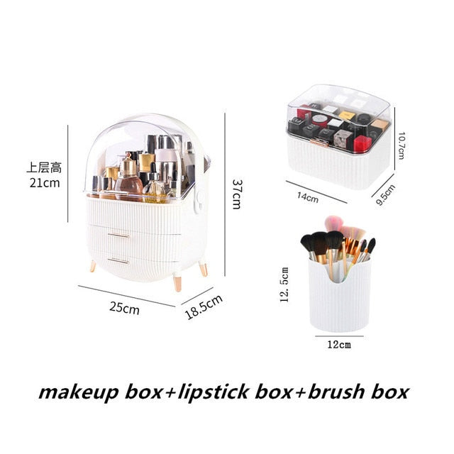 Organizador de maquillaje para cosméticos, caja de almacenamiento de cosméticos de gran capacidad, organizador de escritorio, joyería, esmalte de uñas, cajón de maquillaje, contenedor