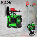 HILDA Laser Level 12 Lines 3D Level Selbstnivellierend 360 horizontales und vertikales Kreuz Super leistungsstarker grüner Laser Level