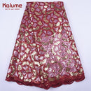 Kalume Weißer afrikanischer Tüll-Spitzenstoff Pailletten 5 Yards 2021 nigerianischer Mesh-Spitzenstoff Hohe Qualität zum Nähen von Hochzeitstüchern F1999