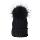Furtalk Real Fur pompom Beanie Hat Women Winter Knitted Hat Warm Real Big Raccoon Pom Pom Hat  for Female