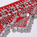 Ropa de baile barata para mujer, ropa de práctica, bufanda triangular a la cadera, diamantes de imitación coloridos, ajuste ajustable, 300 monedas de oro, danza del vientre