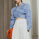 VGH Asymmetrische Schlanke Damenblusen Reverskragen Langarm Lässige Kurze Hemden Tops Für Damenmode Kleidung 2022