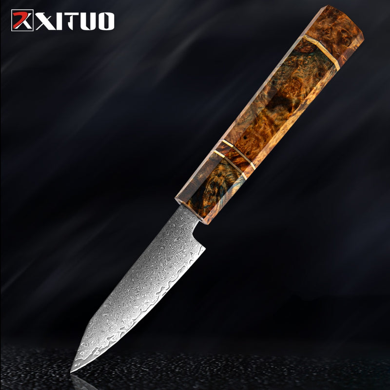 XITUO Chef's Nakiri Knife 67 Schichten japanischer Damaskus-Stahl Damaskus-Kochmesser 8 Zoll Damaskus-Küchenmesser Solidified Wood HD