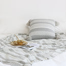 REGINA Baroco Decor Gestrickter Kissenbezug, grauer Streifen, Quasten-Design, Kissenbezug, Baumwolle, superweich, Sofa, Auto, nordischer Kissenbezug