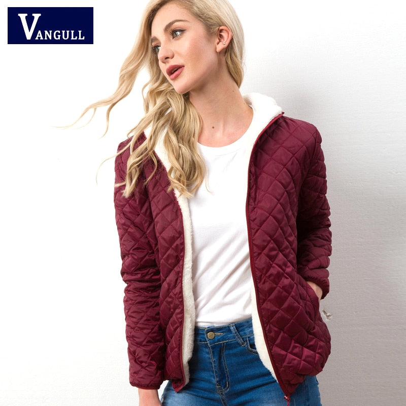 Vangull Damen Kapuzenjacke Casual Basic Warm Velvet Lamm Parka Mantel Herbst Winter New Solid Light Soft Famale Oberbekleidung