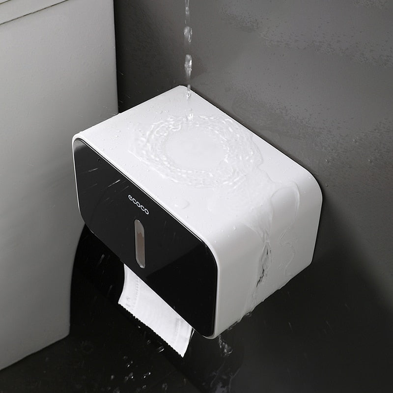 Caja de papel para rollo de baño impermeable sin clavos ECOCO, caja de papel higiénico, bomba de tejido de almacenamiento montada en la pared, herramientas de almacenamiento para el hogar y el baño