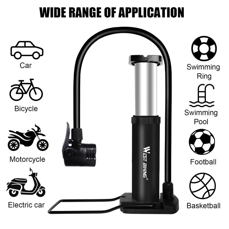 WEST BIKING Ultra-light MTB Road Bike Pump Portable Cycling Air Inflator Foot Pump 100/120Psi High Pressure Bicycle Tire Pump