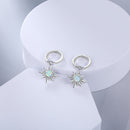 Silver Color Fashion Jewelry Sets with Simulated White Opal Stone Sun Pendant Necklaces &amp; Hoop Earrings 2021 Trend for Women