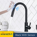 Küchenarmaturen Smart Sensor Pull-Out Warm- und Kaltwasserschalter Mischbatterie Smart Touch Brausehahn Küche Black Crane Sink Armaturen