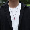 THE BLING KING Neue Pfirsich-Herz-Anhänger-Halskette Farbe Psychedelic HipHop Full Iced Out Cubic Zirconia CZ Stone