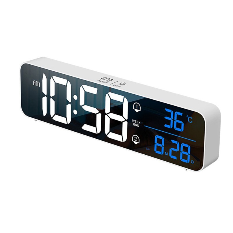 Despertadores digitales LED con Snooze Digital Temp Time Music Reloj dual con cargador USB Pantalla de dígitos grandes Atenuador de brillo