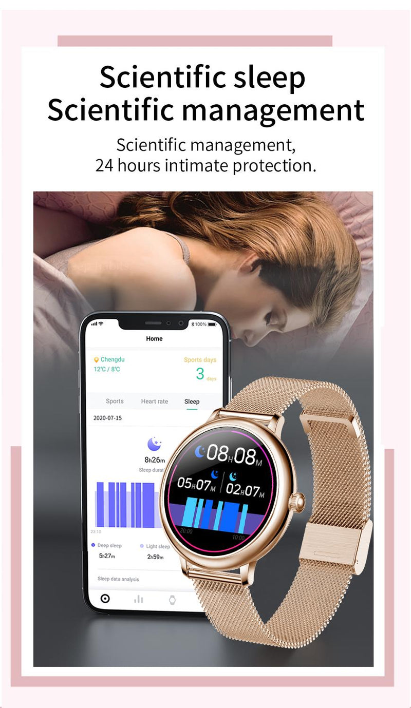 2022 SANLEPUS, reloj inteligente elegante para mujer, reloj de pulsera resistente al agua de lujo, reloj inteligente informal de acero inoxidable para chicas para Android iOS