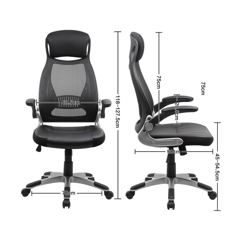 Swivel Mesh Office Computer Chair with Headrest Executive chair Ergonomic Mechanism Synchronized Height Adjustable, Black