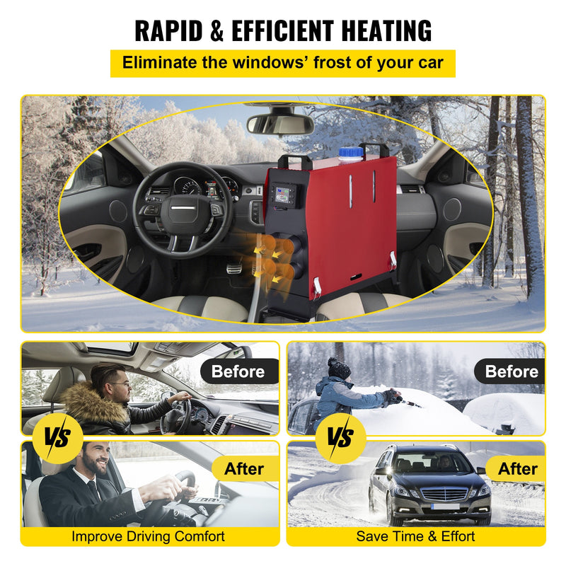 VEVOR 5KW 12V Diesel-Lufterhitzer 4 Luftauslässe All-in-One mit LCD-Schalter und Fernbedienung für PKW-Bus Wohnmobil LKW Wohnmobil Vans